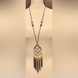 PEARL & SILVER Necklace; 23 inch drop. Pictures don’t do justice. Beautiful.